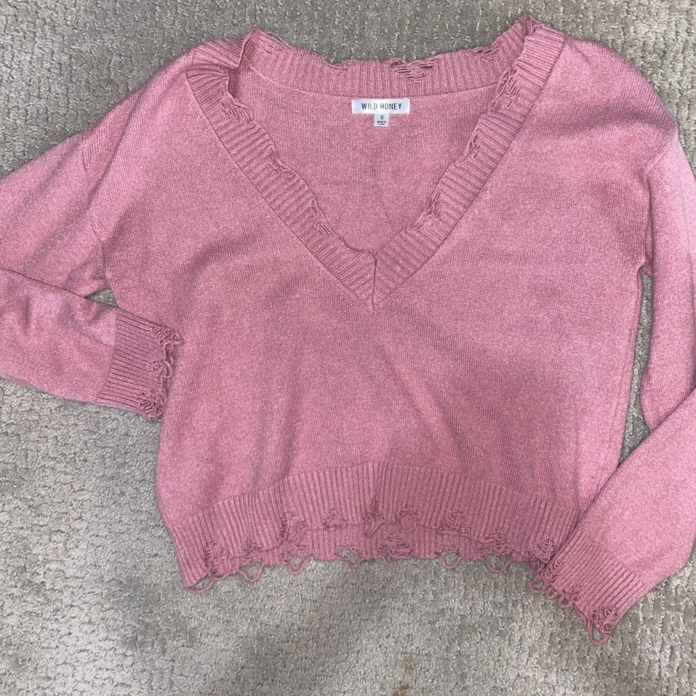 Distressed pink/mauve sweater